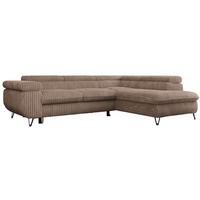 ECKSOFA PEDRO L Braun Cord - Rechts Seite - Schwarz/Braun, Textil/Metall (273/208cm) - MKS