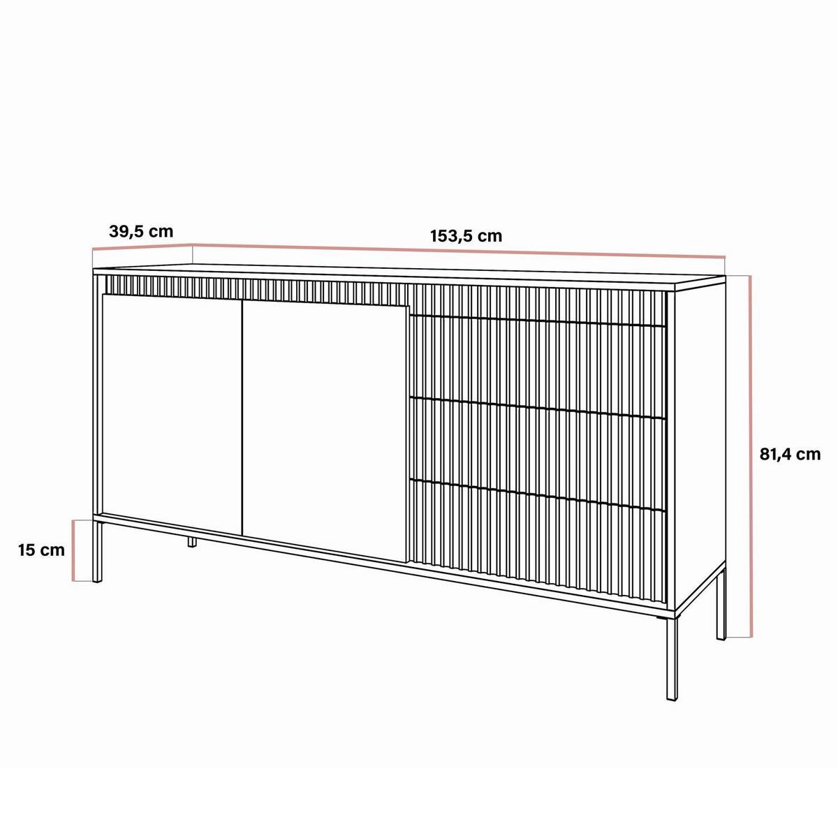 SIDEBOARD YASUMI 153 2D3S mit Schubladen beige - Beige, Holzwerkstoff (153.5/81.4/39.4cm) - Lookway