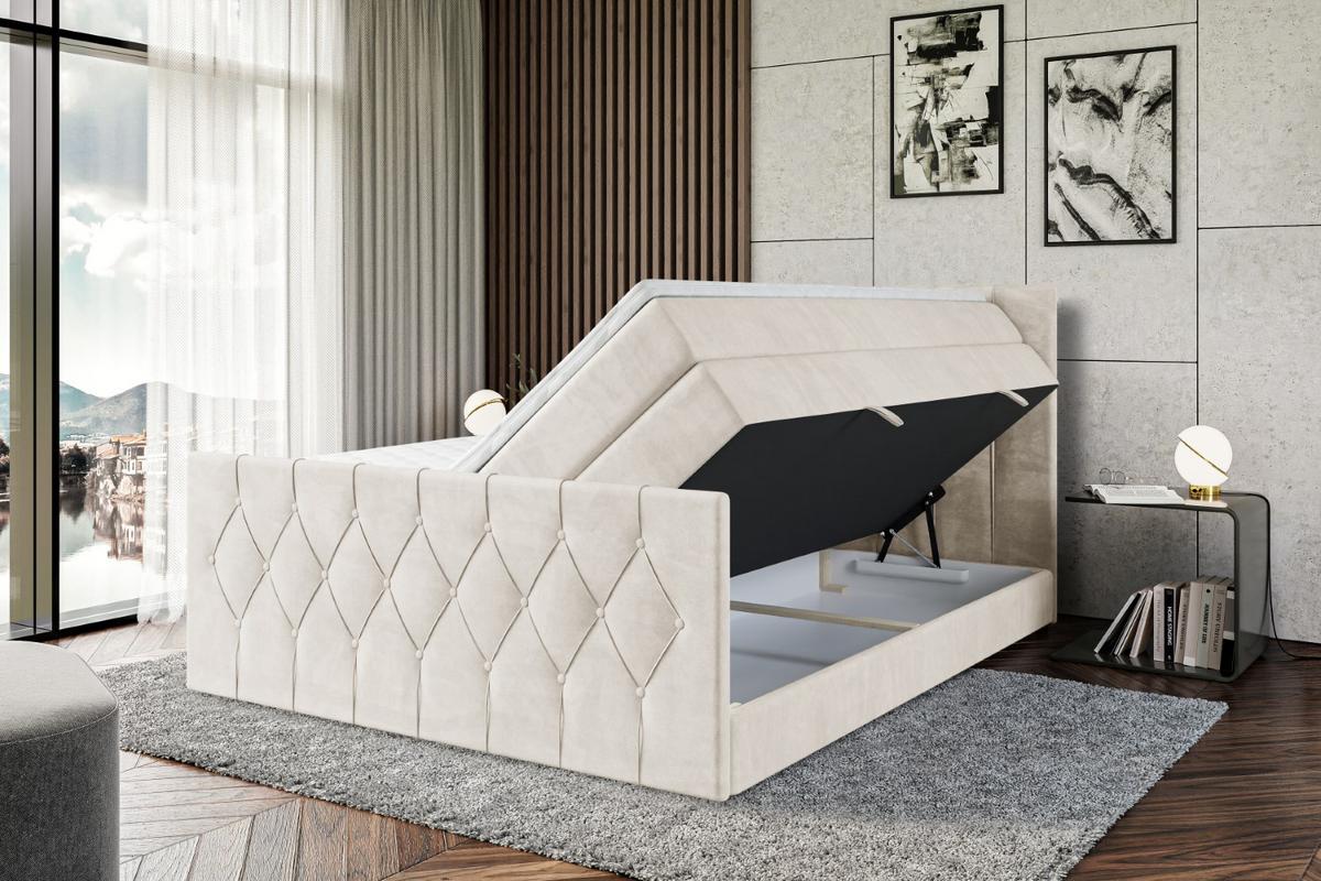 BOXSPRINGBETT VELANTO-Z KING - 120 x 200 - H3/H4 - Ecru - Ecru, Holzwerkstoff (120/200cm) - ALTDECOR