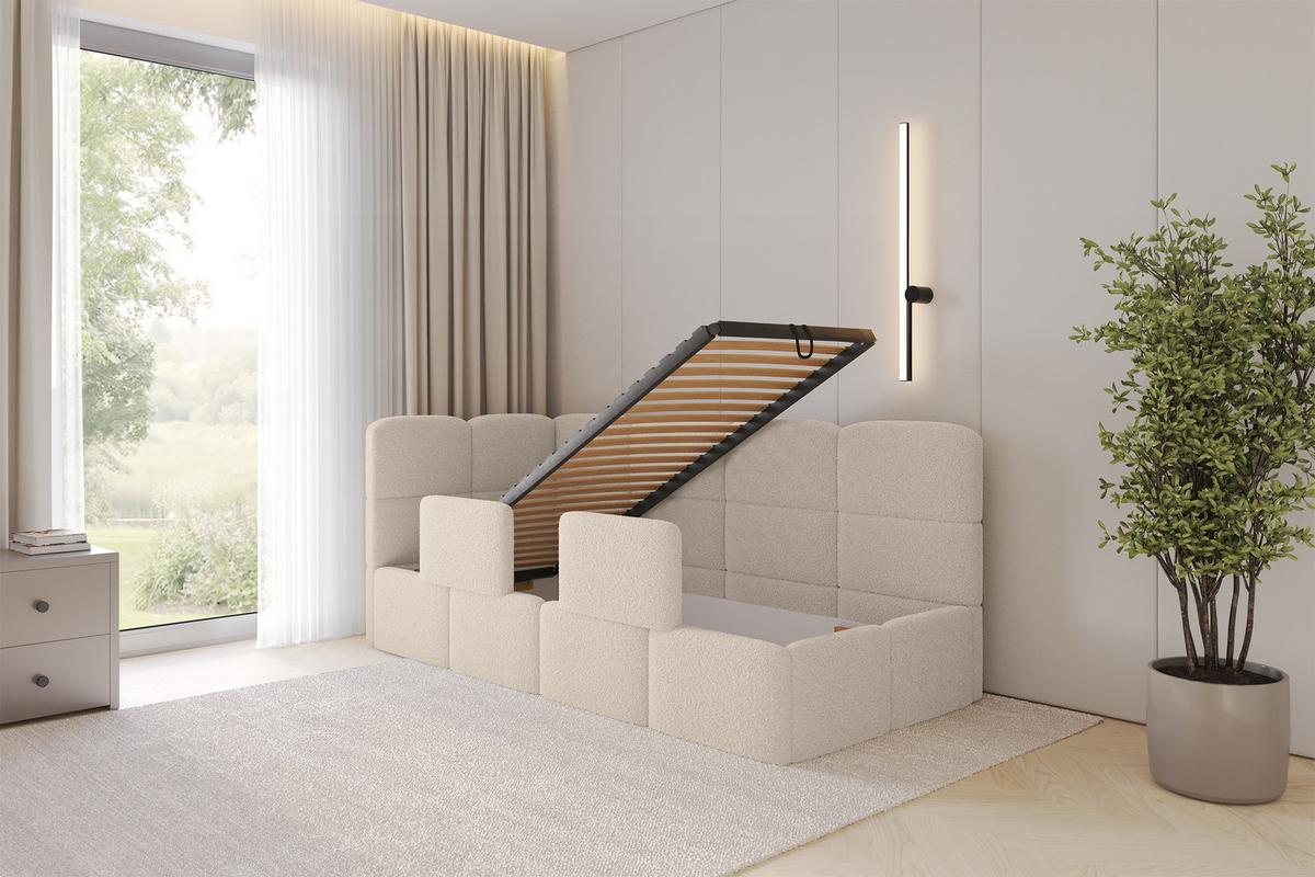 EINZELLBETT Jugendbett mit Bettkasten und Matratze H3/H4, Rechts - KIVY 80x200 Dunkelbeige - Taupe, Holzwerkstoff/Textil (80/200cm) - ALTDECOR