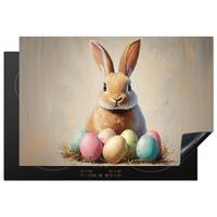 HERDABDECKPLATTE Osterhase - Pastell - Eier Ceranfeldabdeckung 76x51.5 cm - Beige, Kunststoff (76/51.5/0.2cm) - MuchoWow