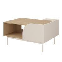 COUCHTISCH Camel mit offenem Regal und geriffeltem Detail, 90x60 cm, Frühlingseiche + Macadamia - Eichefarben/Beige, Holzwerkstoff/Metall (63/92/49cm) - Beautysofa