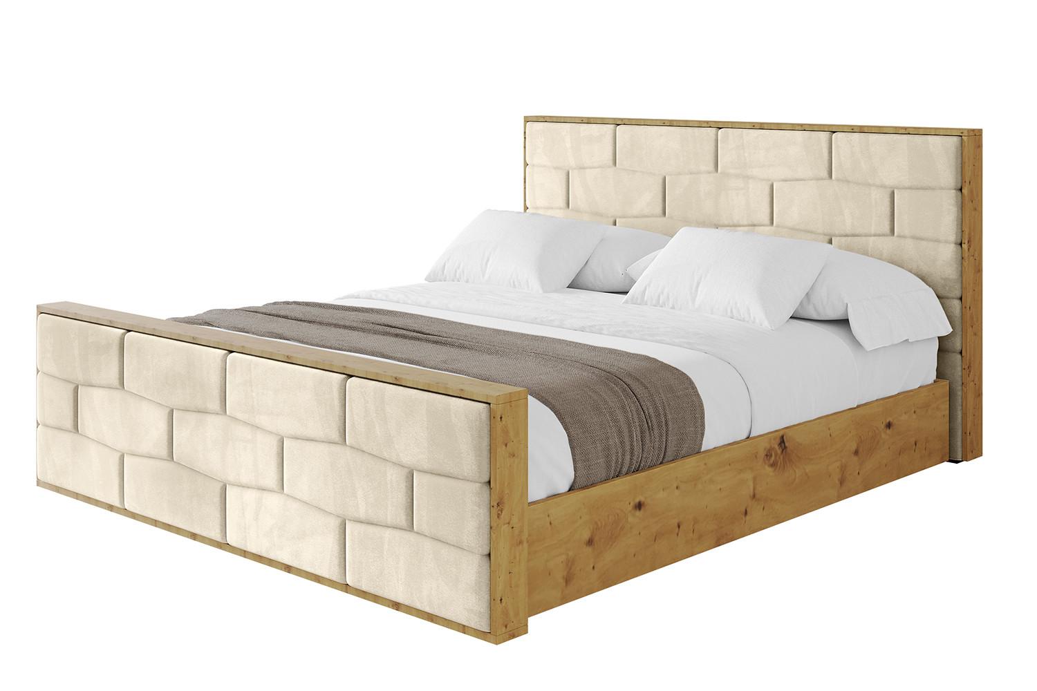 POLSTERBETT mit Bettkasten, Fußteil und Lattenrost, Boxbett mit Matratze H3/H4 - ENZO8-Z 200x200 Beige - Ecru, Holzwerkstoff/Textil (200/200cm) - ALTDECOR