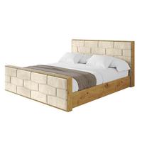 POLSTERBETT mit Bettkasten, Fußteil und Lattenrost, Boxbett mit Matratze H3/H4 - ENZO8-Z 200x200 Beige - Ecru, Holzwerkstoff/Textil (200/200cm) - ALTDECOR