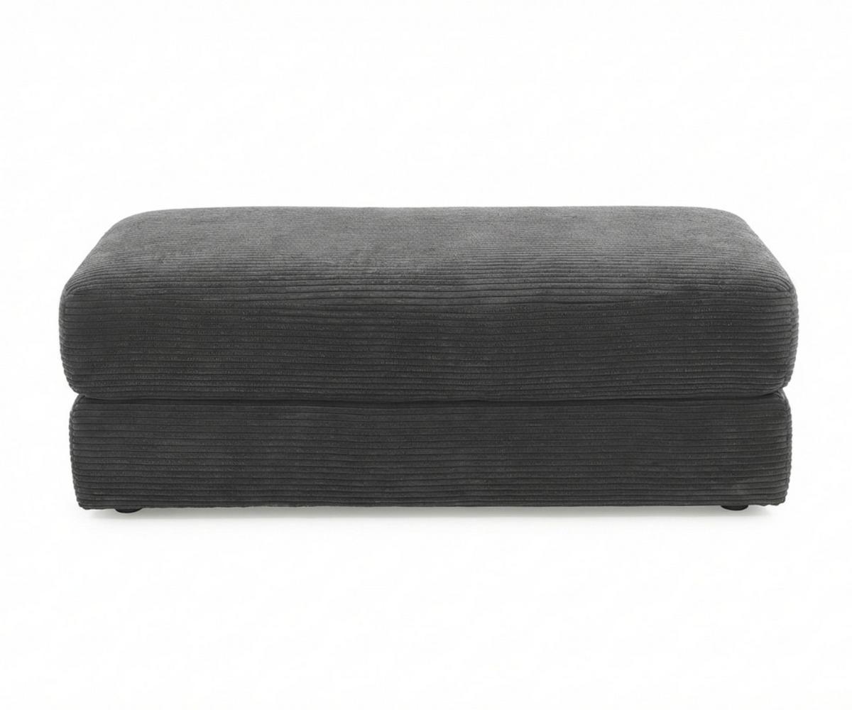 POLSTERHOCKER Federkern B124/T60/H40 cm Cord-Bezug Dunkelgrau / 15255 - Dunkelgrau/Schwarz, Kunststoff/Textil (124/40/60cm) - luma-home