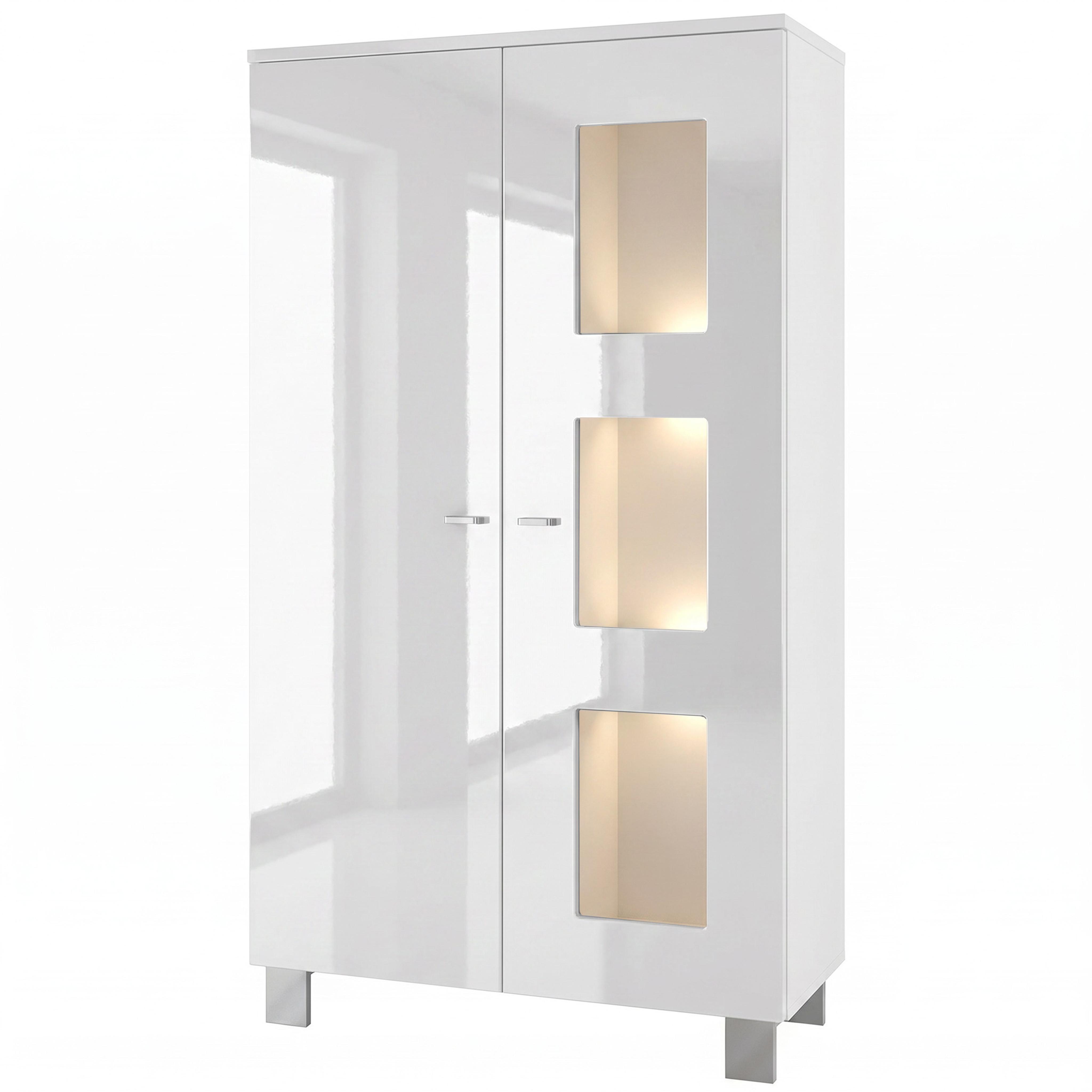 VITRINE Denjo Tür in Weiß Hochglanz - Weiß Hochglanz, Holzwerkstoff (71/129/35cm) - Vladon