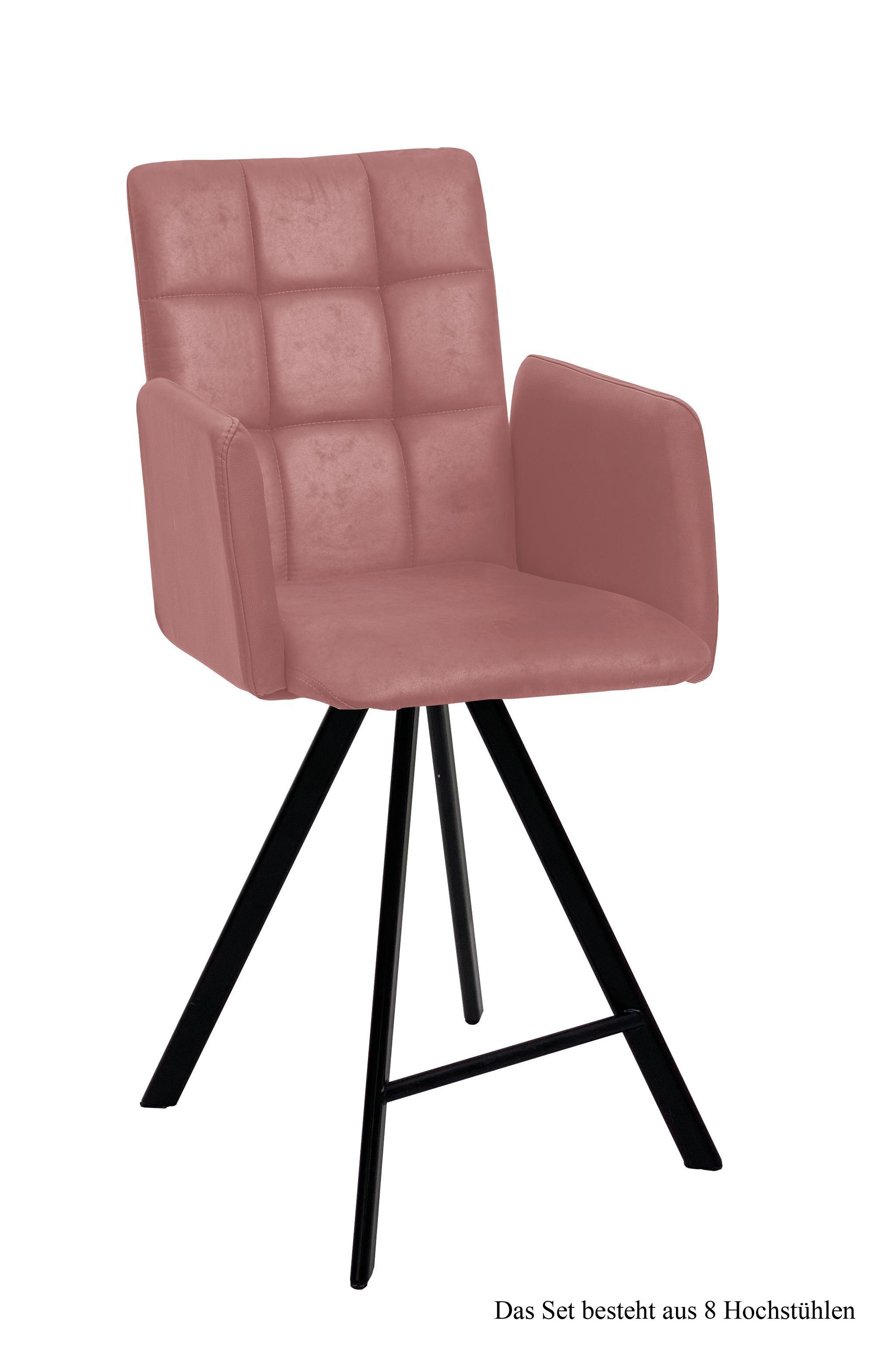 THEKENSTUHL drehbar (8er-Set) Devalyn 52x108x60 Schwarz/Rosewood - Dunkelrosa/Schwarz, Kunststoff (60/108/52cm) - 58aufmkessel