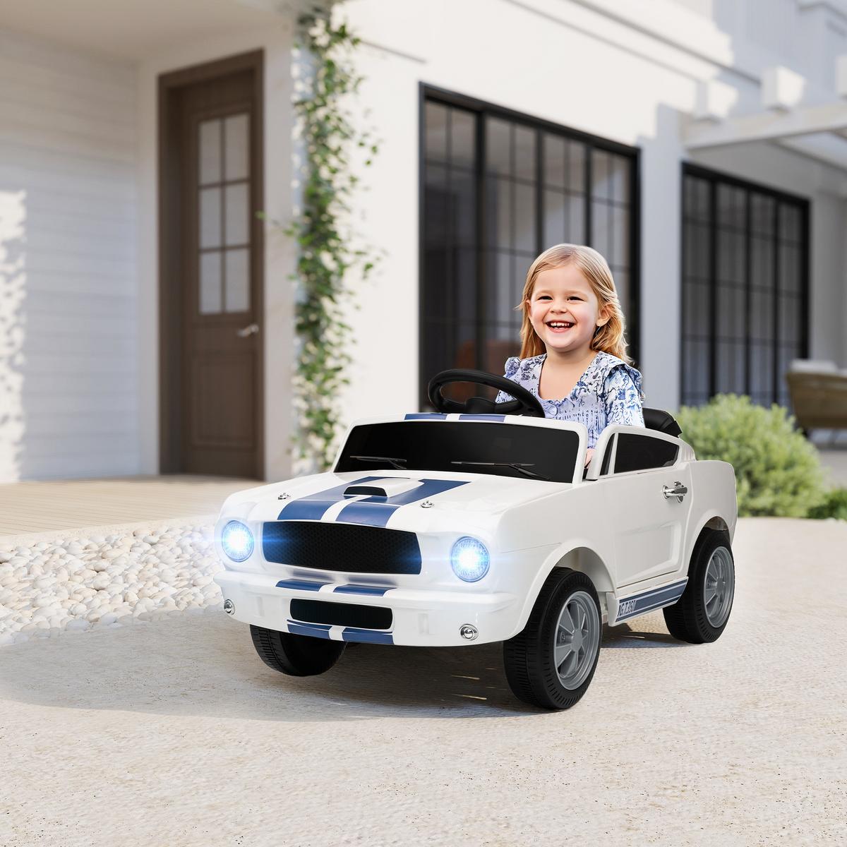 KINDER-ELEKTROAUTO 12V Kinderauto mit 2,4 GHz Fernbedienung, 2 Motor, Weiß - Weiß, Kunststoff (97/51.5/46.5cm) - AIYAPLAY