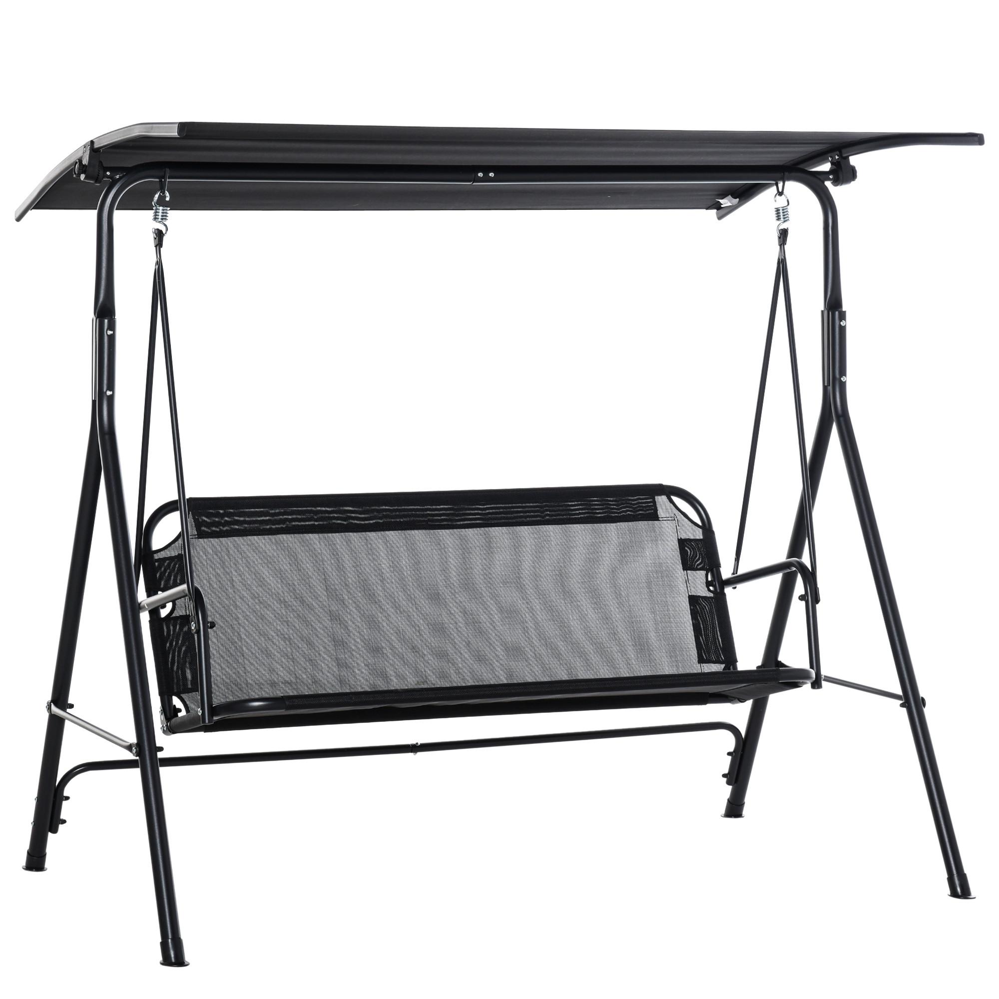 HOLLYWOODSCHAUKEL, UV-beständig, Metallrohr, winkeleinstellbar, Schwarz - Schwarz, Metall (110/155/172cm) - Outsunny