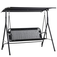 HOLLYWOODSCHAUKEL, UV-beständig, Metallrohr, winkeleinstellbar, Schwarz - Schwarz, Metall (110/155/172cm) - Outsunny