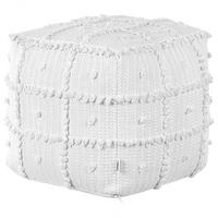 POUF Harnai 40/40/40 cm - Weiß, Naturmaterialien/Textil (40/40/40cm) - Beliani