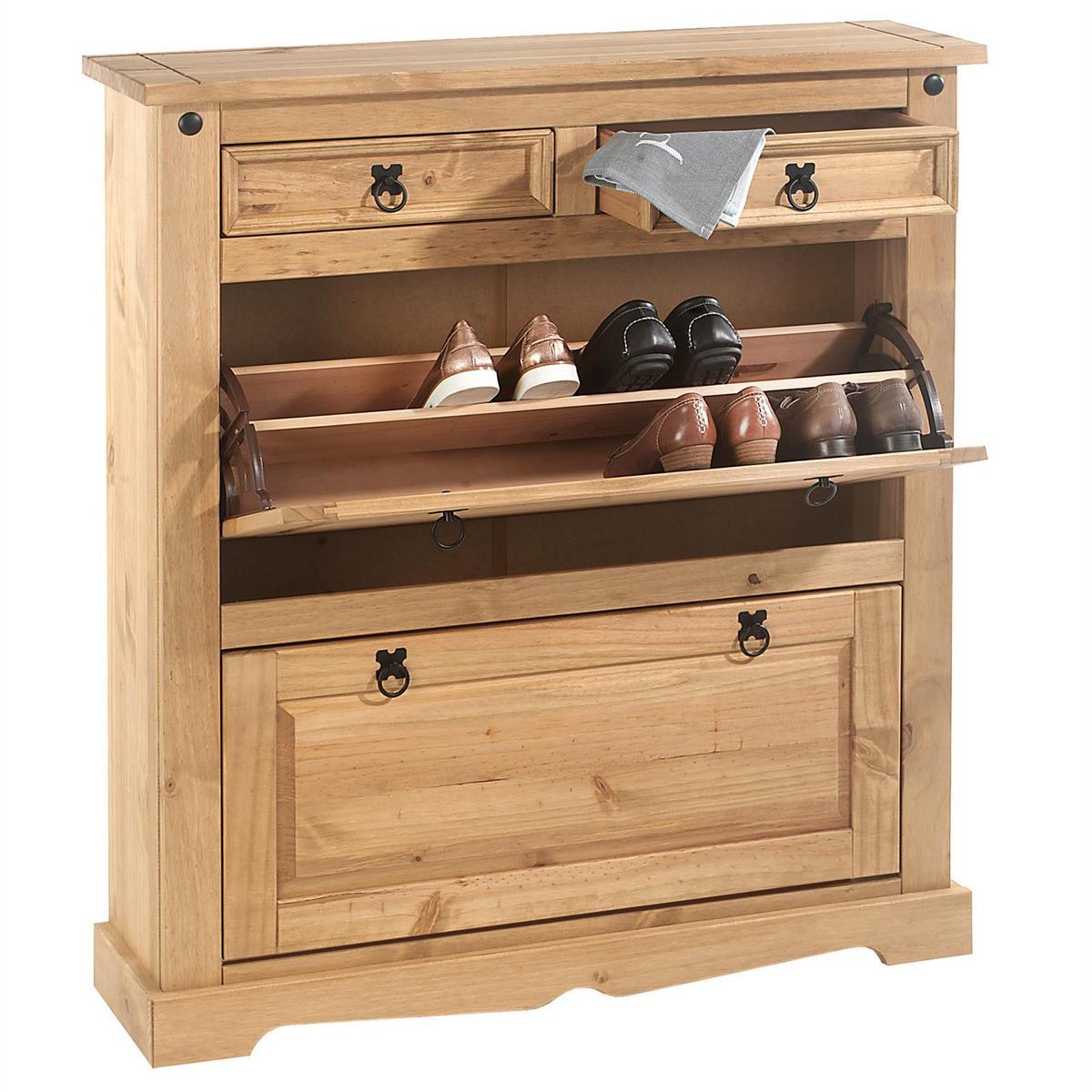 MEXIKO MÖBEL SCHUHSCHRANK TEQUILA - Kieferfarben, Holz (100/110/26cm) - IDIMEX