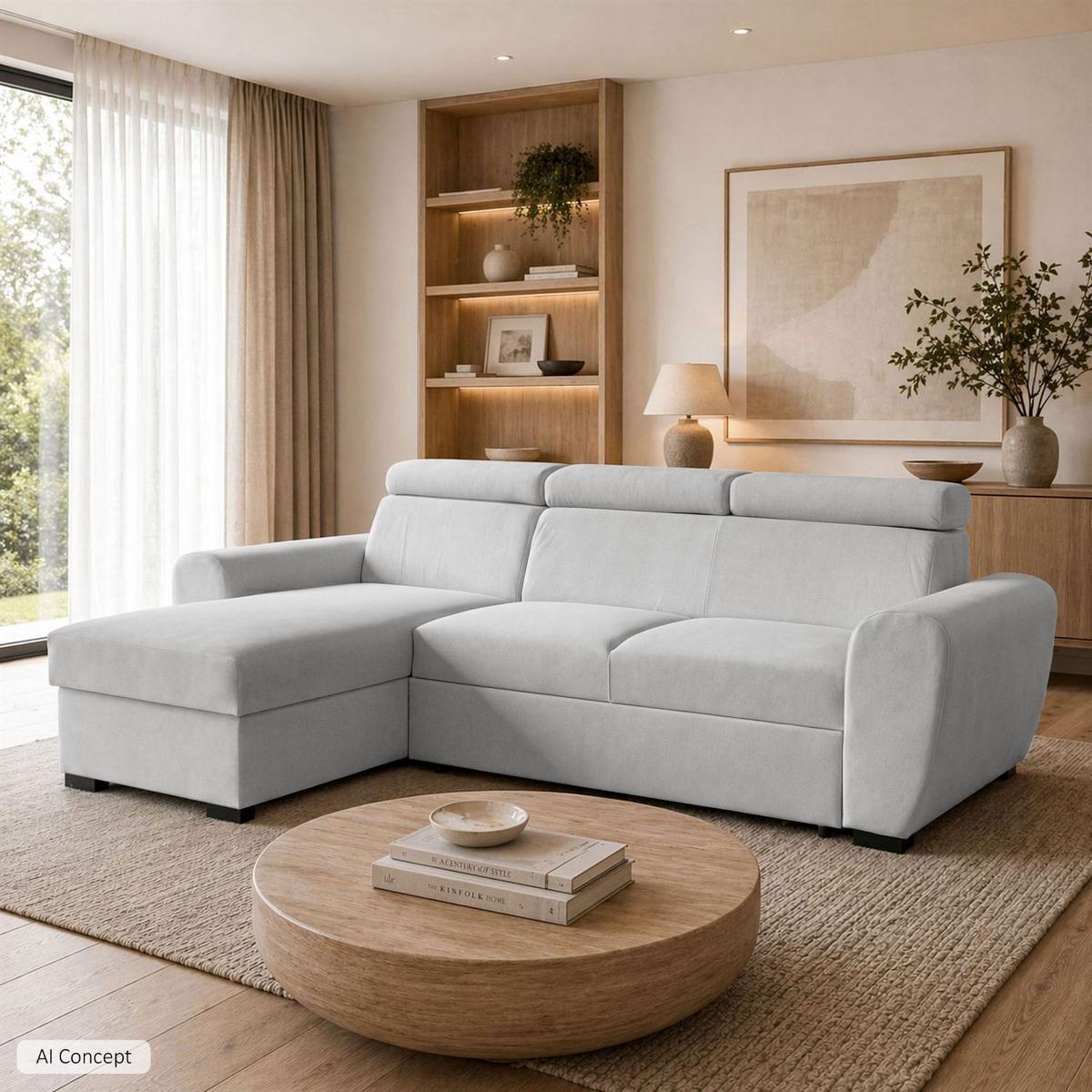 ECKSOFA FALCO mit Schlaffunktion Elli 81 - Grau, Textil (253/174cm) - Lookway