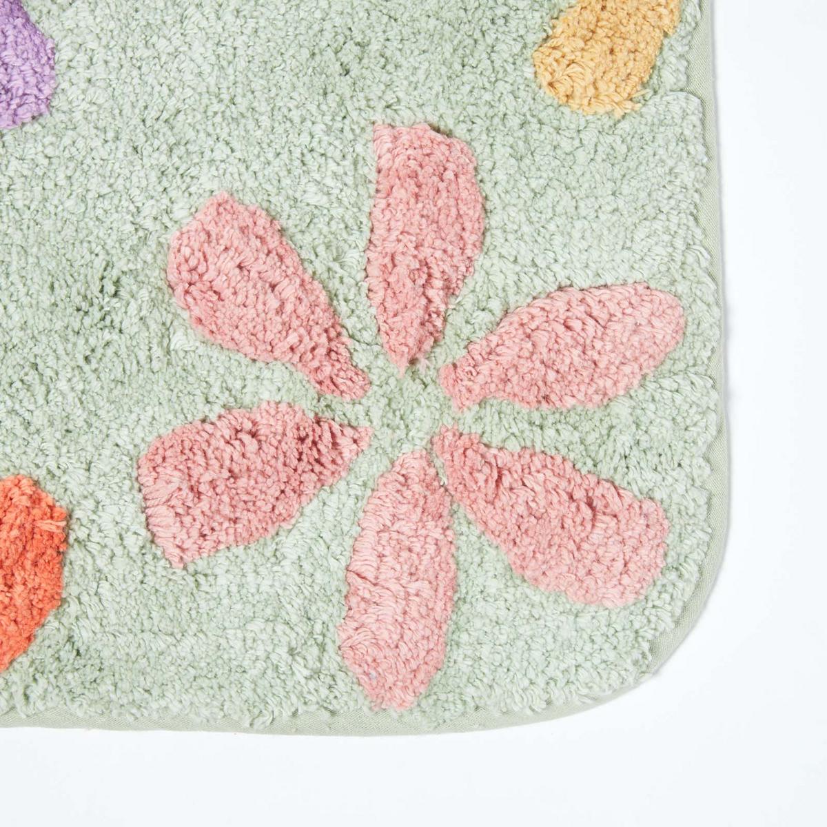 DUSCHVORLEGER Blumen 50/50 cm, Baumwolle - Multicolor, Textil (50/50cm) - Homescapes