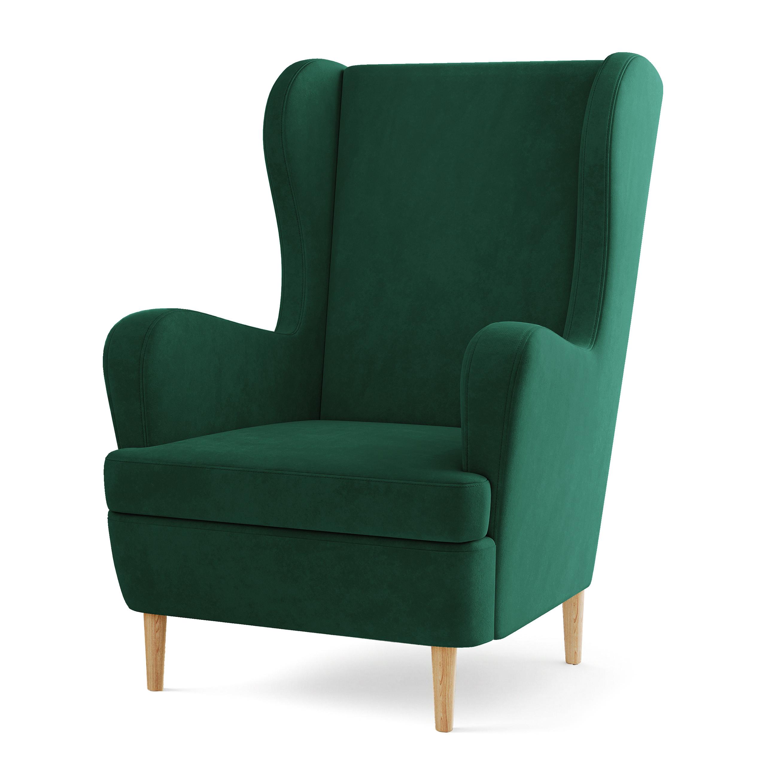 SESSEL VOGERA Ohrensessel Polstersessel, Grün - Eichefarben/Grün, Holzwerkstoff (78/103/85cm) - MASSENO