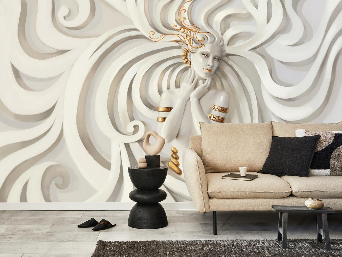 FOTOTAPETE Medusa Abstraktion 3D Effekt 200x140 - Beige, Papier (200/140cm) - Muralo