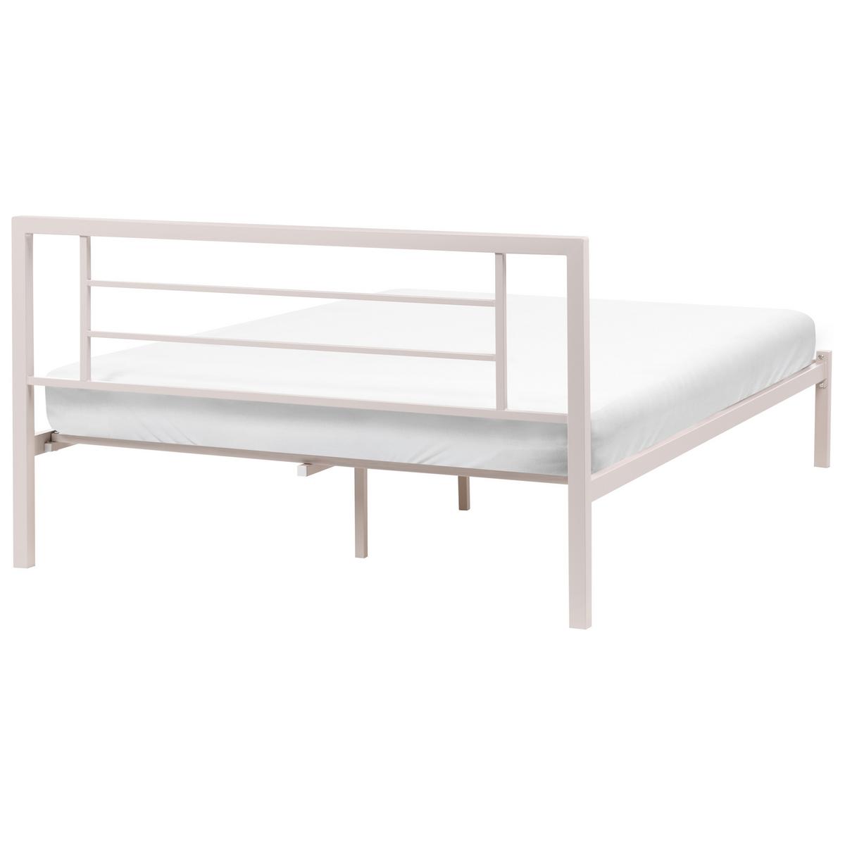 BETT mit Lattenrost 140/200 Stahl Hellbeige Cusset - Beige, Metall (140/200cm) - Beliani
