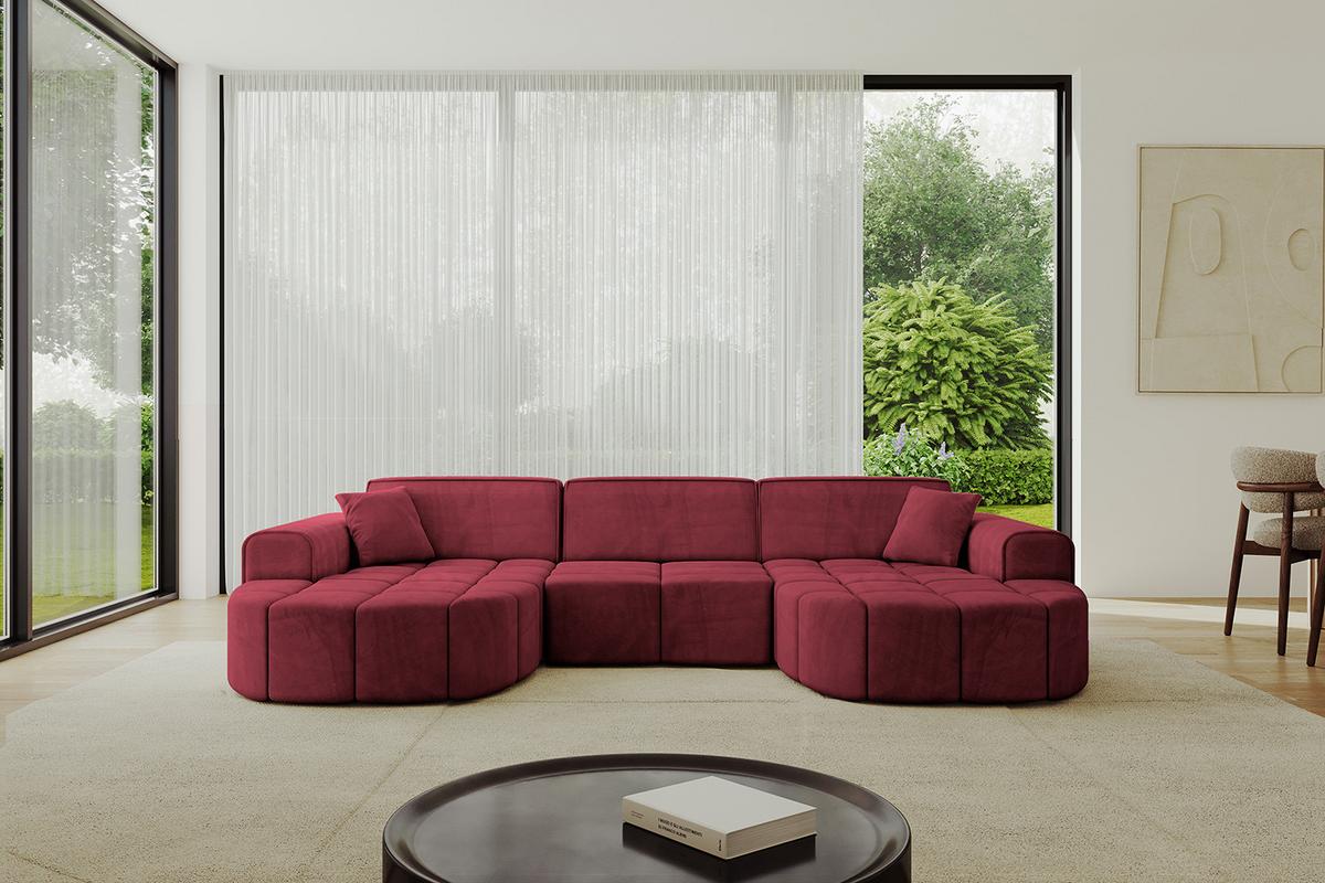 WOHNLANDSCHAFT LIVO-U1 - 315x173x79,5 cm Bordeauxrot - Bordeaux, Holzwerkstoff/Textil (315/79/173cm) - ALTDECOR