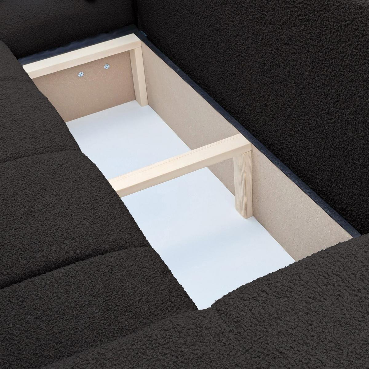 ECKSOFA Anabel Max Mit Schlaffunktion - Schwarz, Holzwerkstoff/Textil (278/145cm) - Fun Möbel