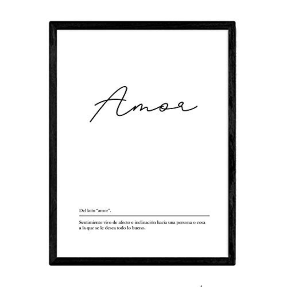 POSTER Wortkunst Liebe Nordisch A4 Schwarzer Rahmen - Schwarz, Papier (29.7/5/21cm) - Nacnic