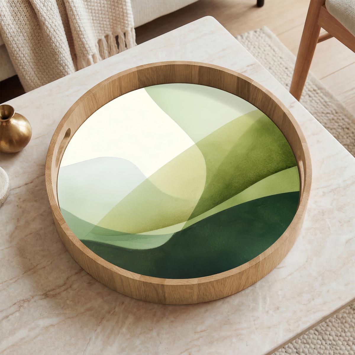 TABLETT Wellen - Abstrakt - Hellgrün - Ornamental 40x40 cm - Grün, Holz (40/5/5cm) - OnlyWow