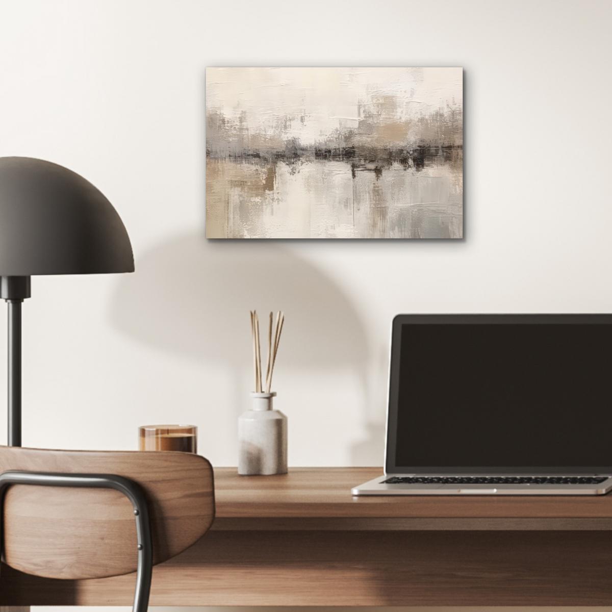 METALLBILD Moderne Kunst - Abstrakt - Beige 30x20 cm - Beige, Metall (30/20cm) - MuchoWow