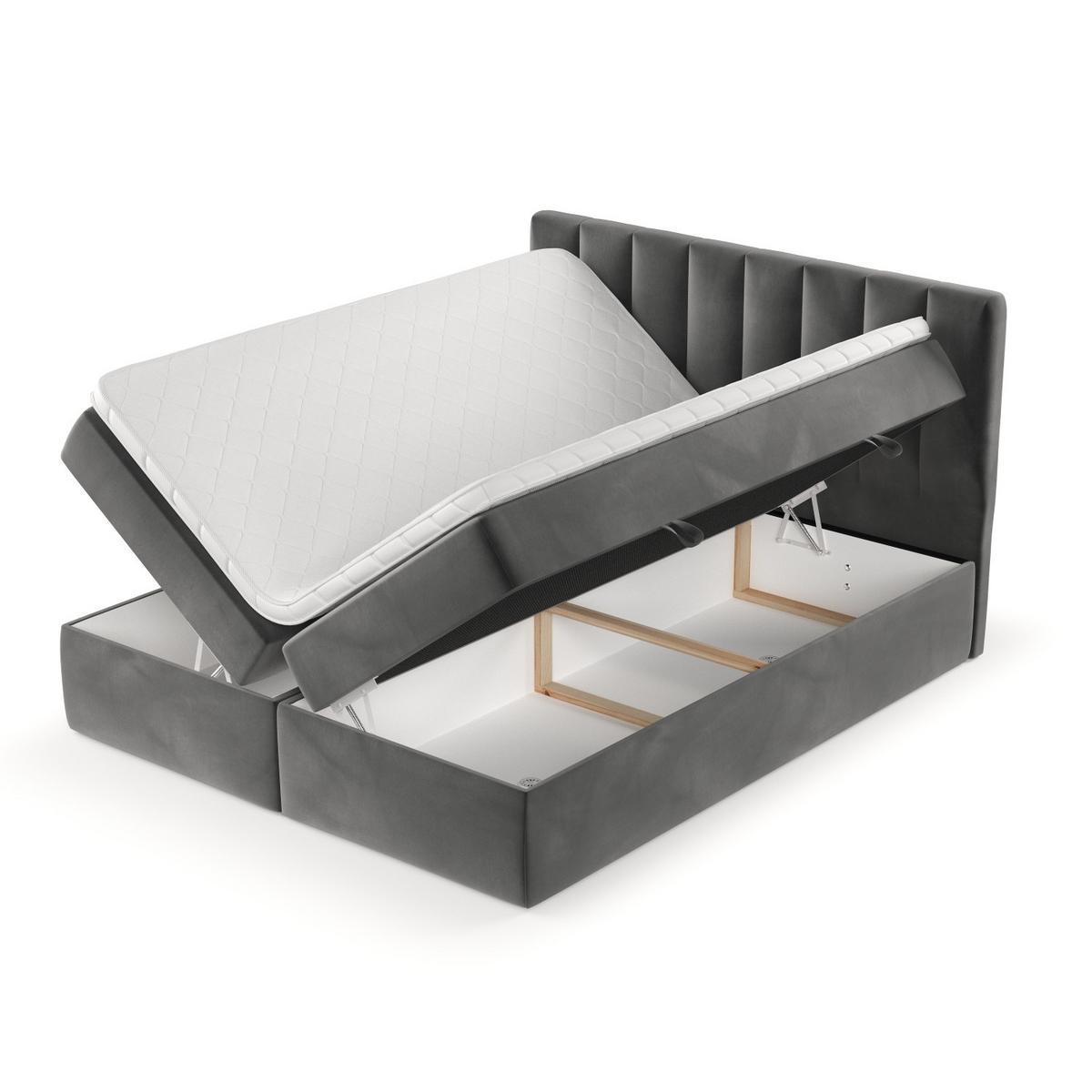 BOXBETT Bari 200/200 cm Grau im Kronos Stoff - Grau, Holz/Holzwerkstoff (200/200cm) - AltaBeds