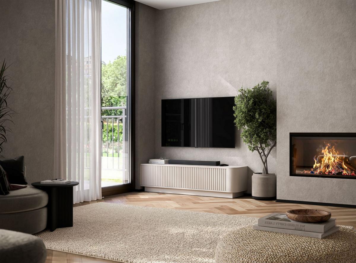 TV-LOWBOARD Aurora Kaschmir matt 140 cm mit Sockel - Kaschmir, Holzwerkstoff (140/37/35cm) - Meble Lindner