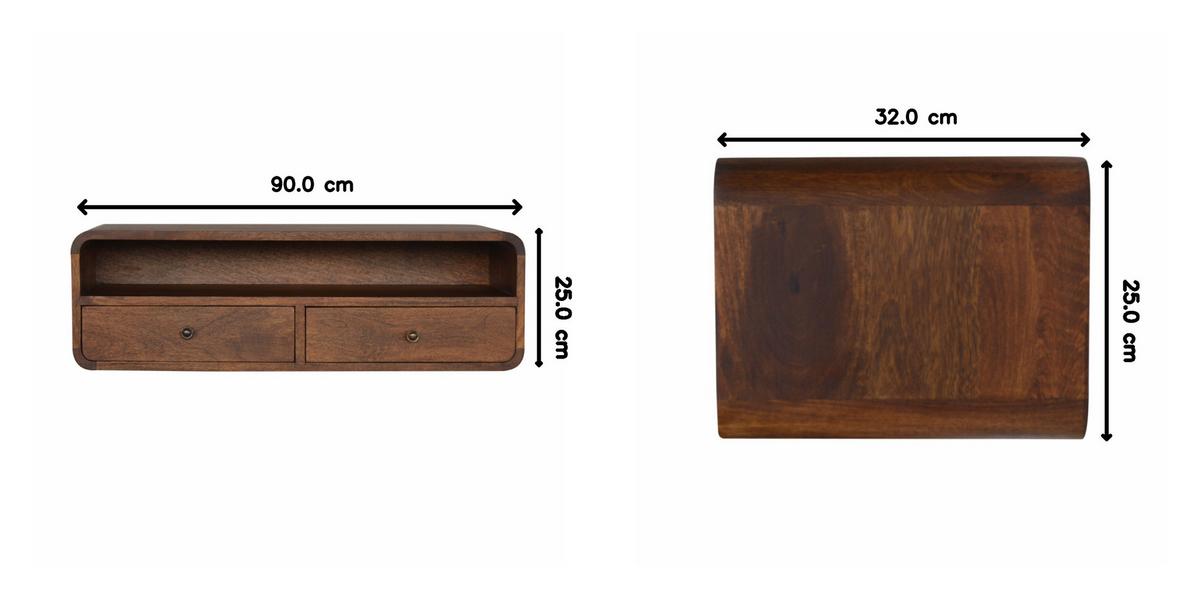 KONSOLENTISCH mit 2 Schubladen, 1 Offener Stauraum, Wandmontiert, Braun - Messingfarben/Braun, Holz/Metall (80/25/32cm) - Artisan Furniture
