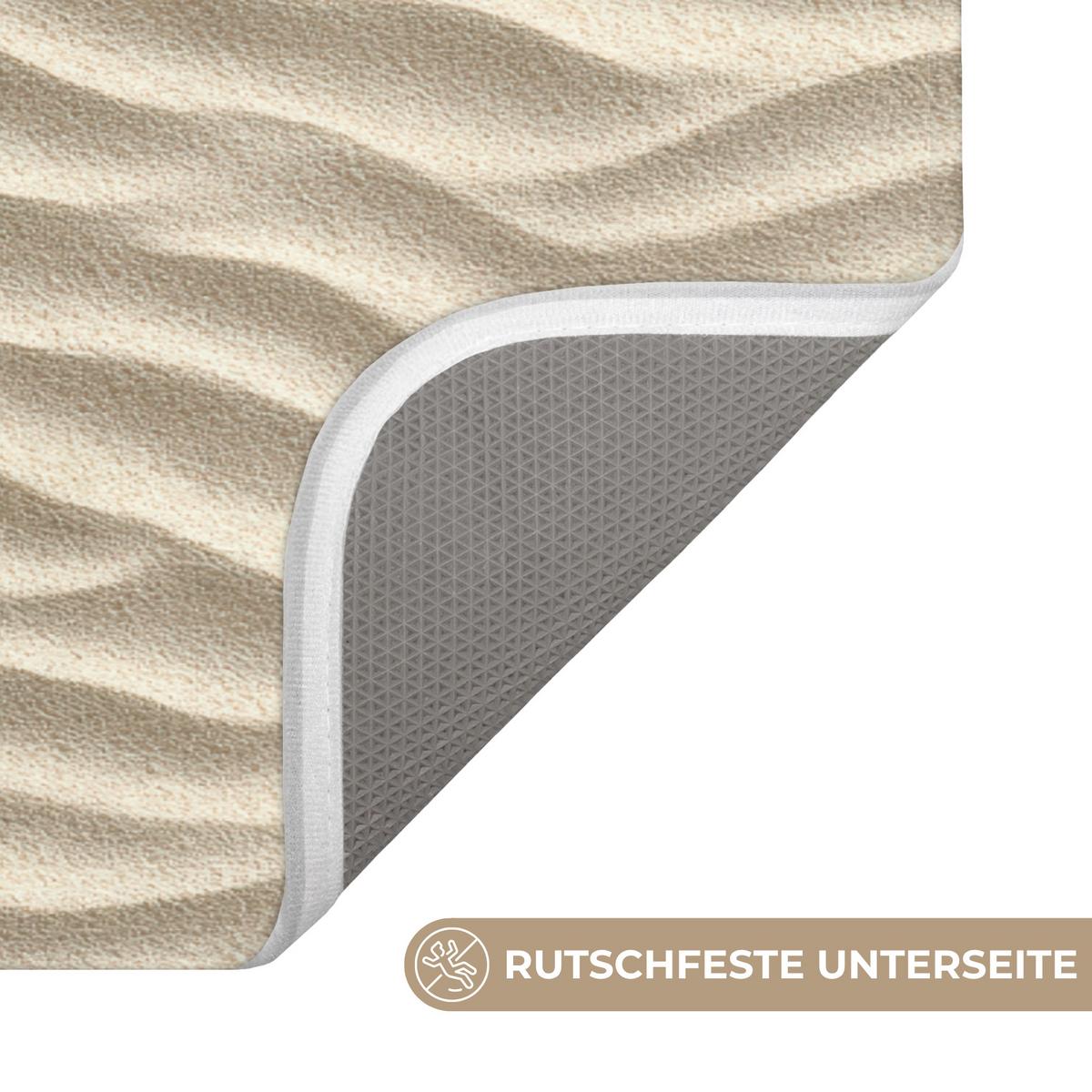 BADEMATTE Sand - Wellen - Beige 120x60 cm - Beige, Textil (120/60cm) - OnlyWow