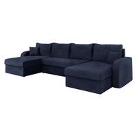 ECKSOFA Kris U Lux - Schwarz/Dunkelblau, Holz/Kunststoff (304/140cm) - MIRJAN24