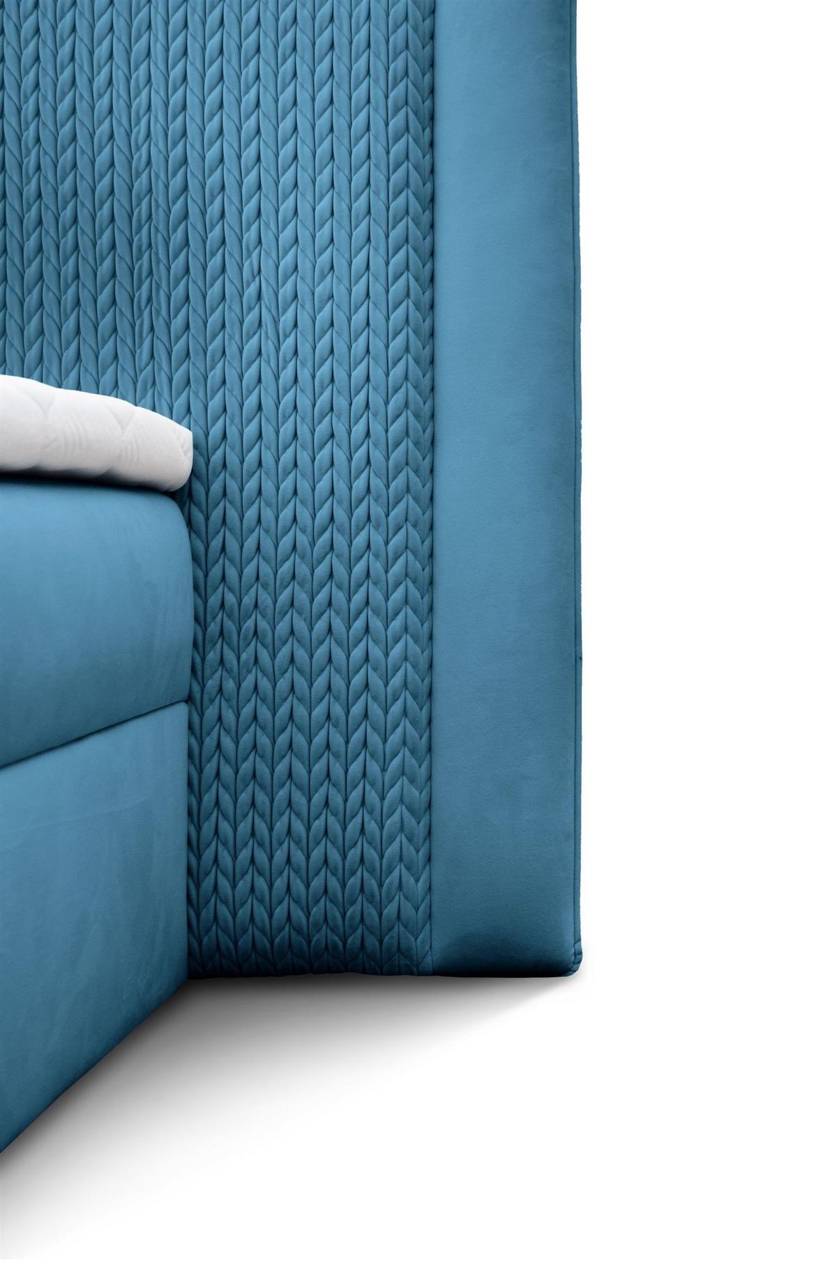 BOXBETT Cedric In Magic Velvet - Blau, Holzwerkstoff/Textil (160/200cm) - Fun Möbel
