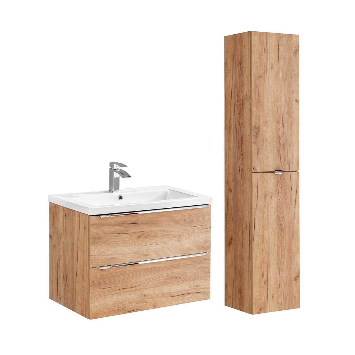 BADMÖBEL 80cm April 2er-Set Holz - Braun, Holzwerkstoff (80/57/46cm) - Petits-meubles