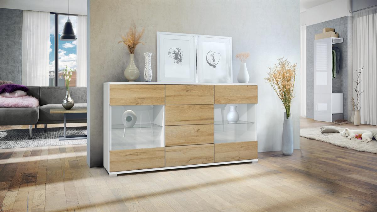 SIDEBOARD Bari Eiche Natur - Eichefarben, Holzwerkstoff (138.5/75.5/35cm) - Vladon