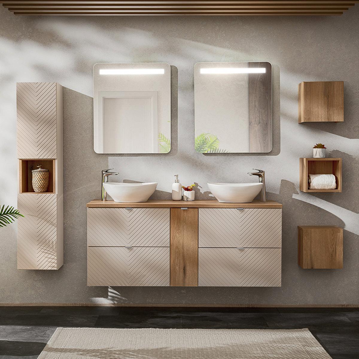 BADMÖBEL 140.4cm Manoa 2er-Set Kaschmir - Kaschmir, Holzwerkstoff (140.4/59/40cm) - Petits-meubles