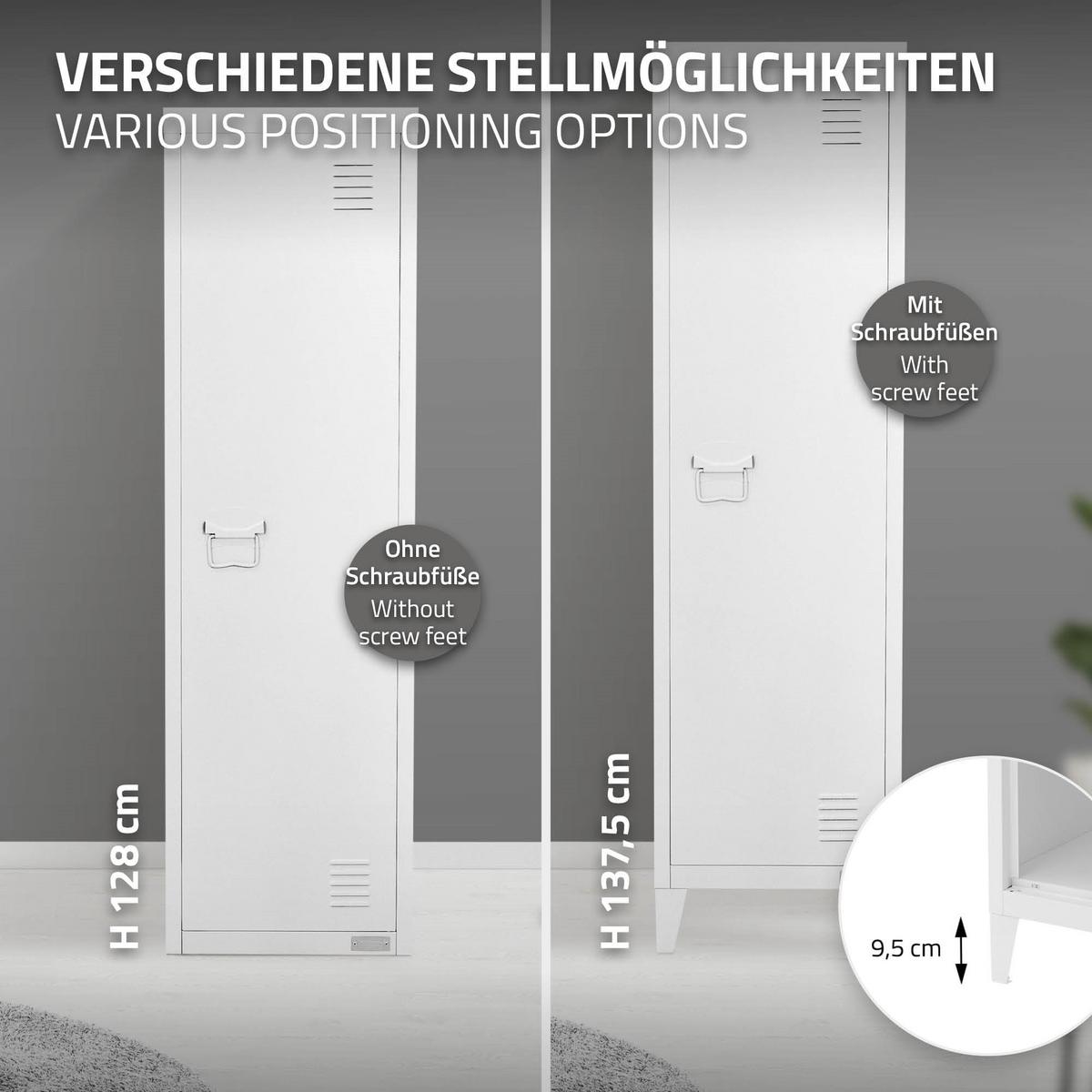 AKTENSCHRANK hoch 38x38x137,5 cm Weiß aus Stahl - Weiß, Metall (38/137.5/38cm) - ML-DESIGN