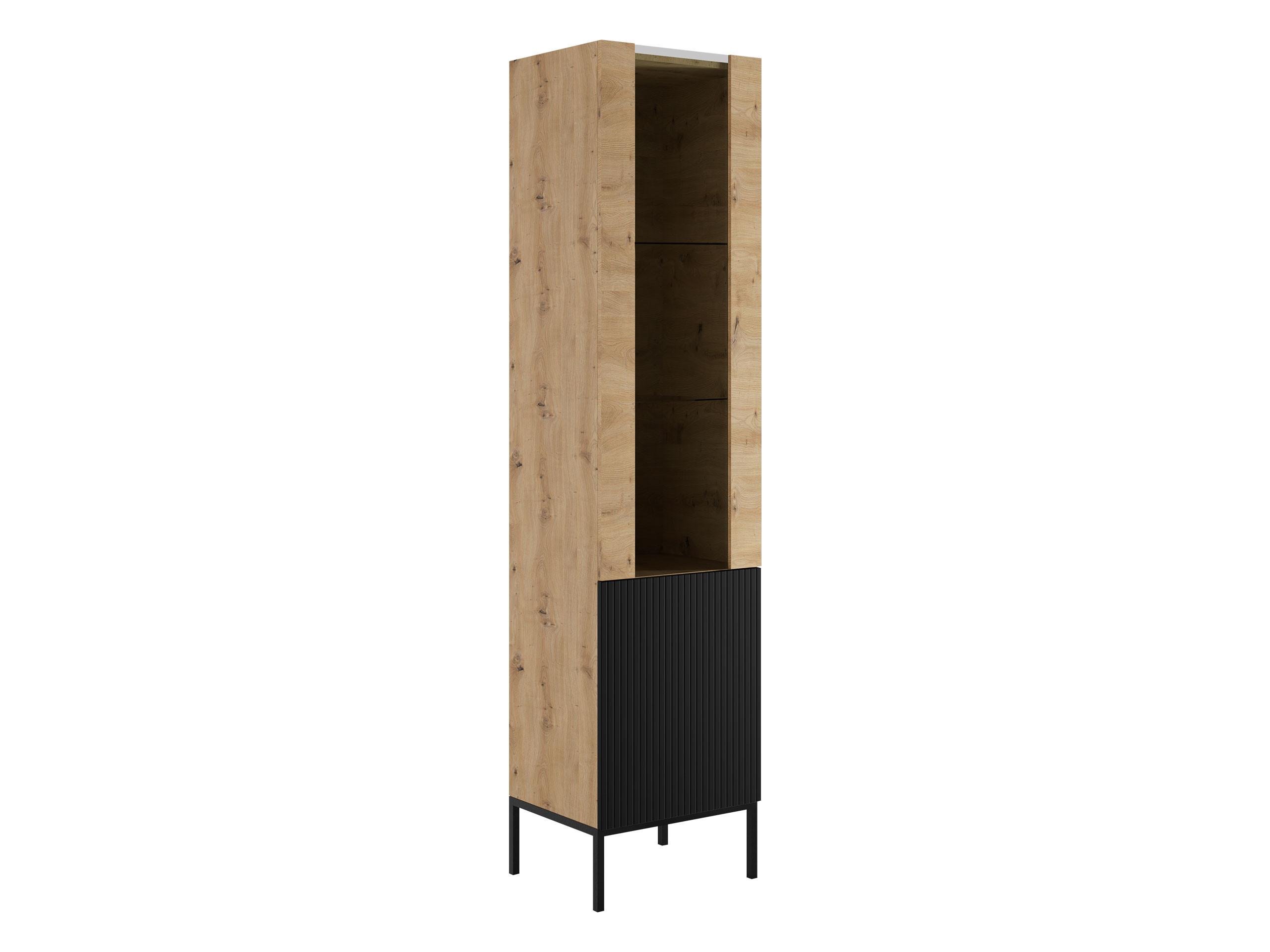 VITRINE Como - Schwarz/Eiche Artisan, Holzwerkstoff/Metall (50/190/42cm) - MIRJAN24