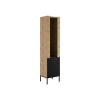 VITRINE Como - Schwarz/Eiche Artisan, Holzwerkstoff/Metall (50/190/42cm) - MIRJAN24