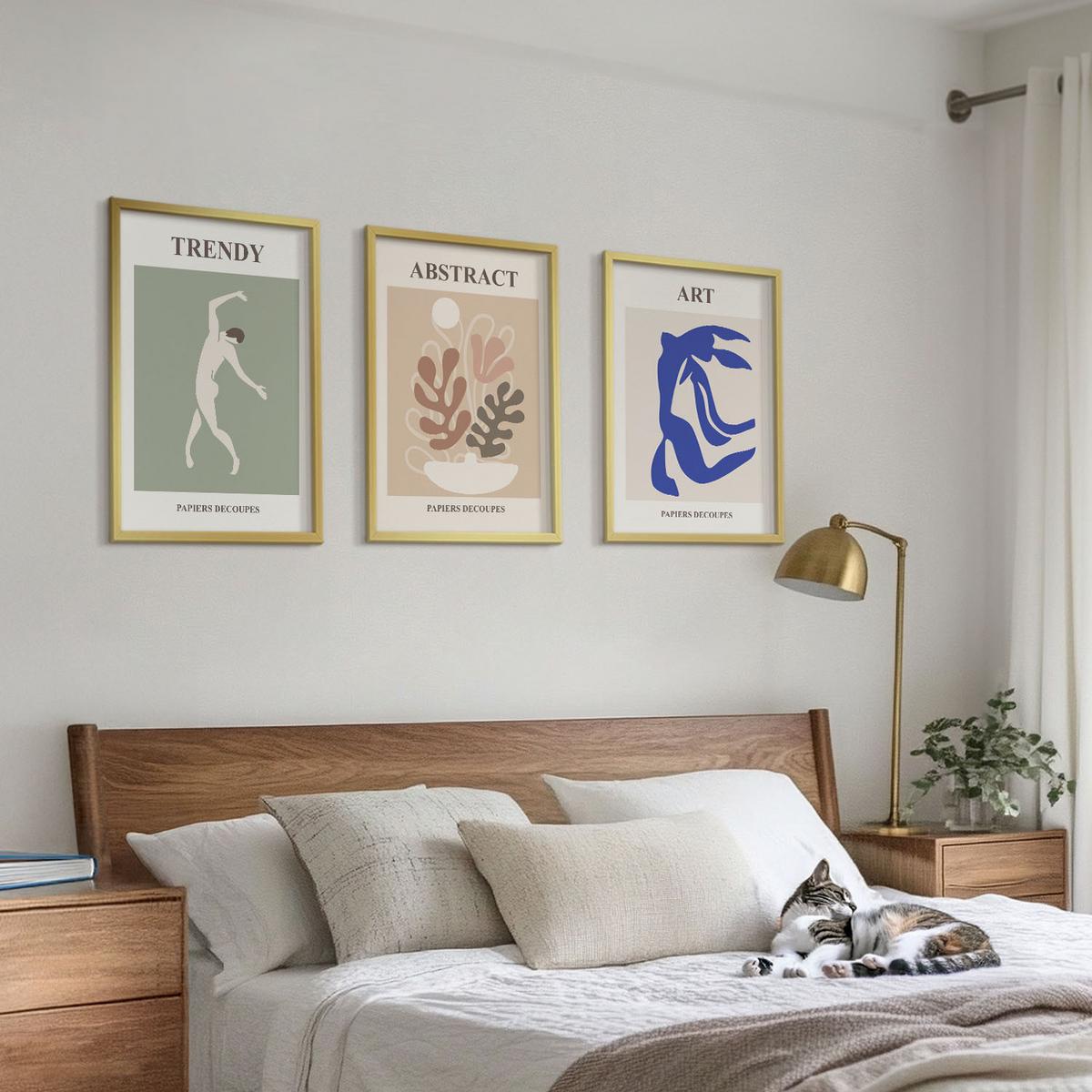 BILDER SET 3er Set - 40x60 cm Goldrahmen - Matisses stilvolle Pflanzenfiguren - Goldfarben, Kunststoff (40/60cm) - TULUP
