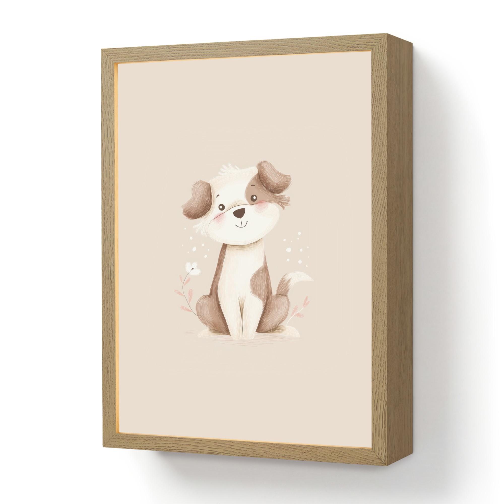 WANDLEUCHTE MIT AKKU Hund - Gefleckt - Braun 30x40 cm - Beige, Holzwerkstoff (30/40/8cm) - OnlyWow
