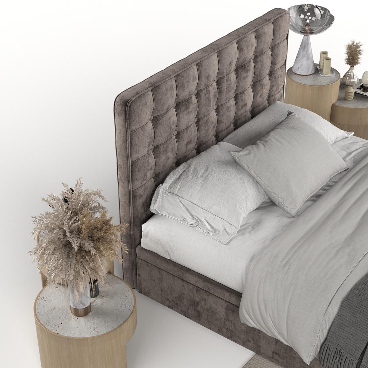POLSTERBETT Celestia mit Stauraum 140/200 cm Braun im Lotta Stoff - Schwarz/Braun, Holz/Holzwerkstoff (140/200cm) - AltaBeds