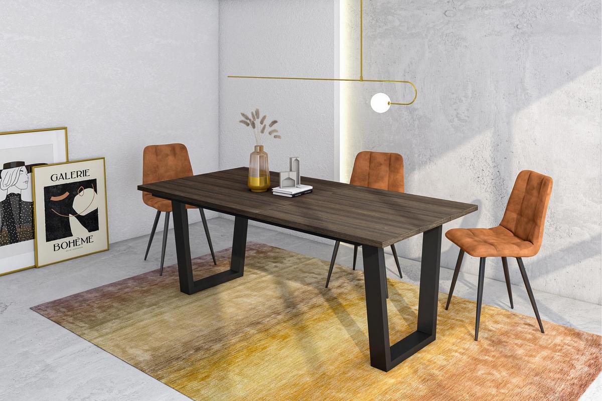 ESSTISCH, Dunkler Eiche, 194/90/74 cm - Dunkelbraun/Schwarz, Holzwerkstoff (194/90/74cm) - Skraut Home