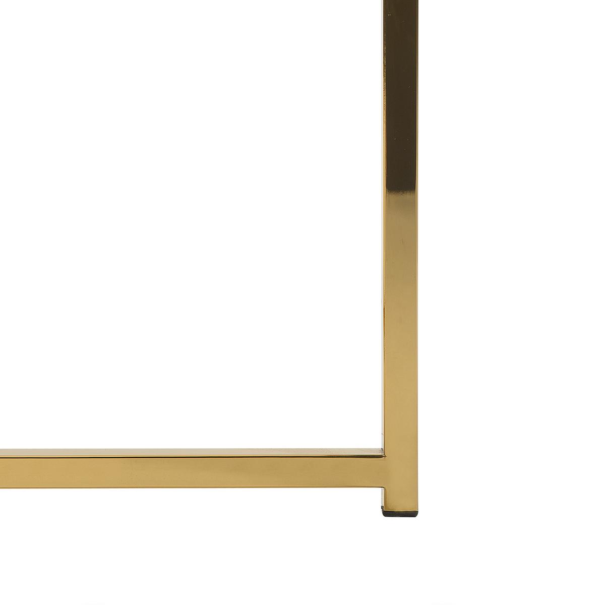 COUCHTISCH Marmor Optik weiß/gold 70 cm Quincy - Goldfarben/Weiß, Glas (70/70/45cm) - Beliani