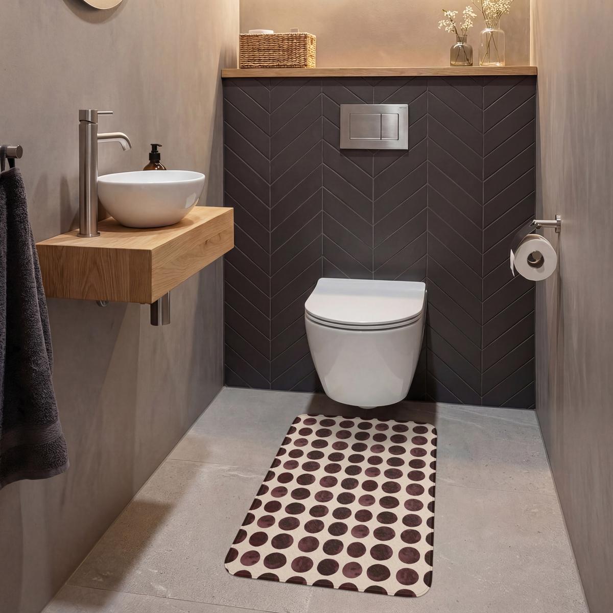 WC-VORLEGER Polka dots - Muster - Braun WC Teppich 50x80 cm - Bordeaux, Textil (50/1cm) - OnlyWow