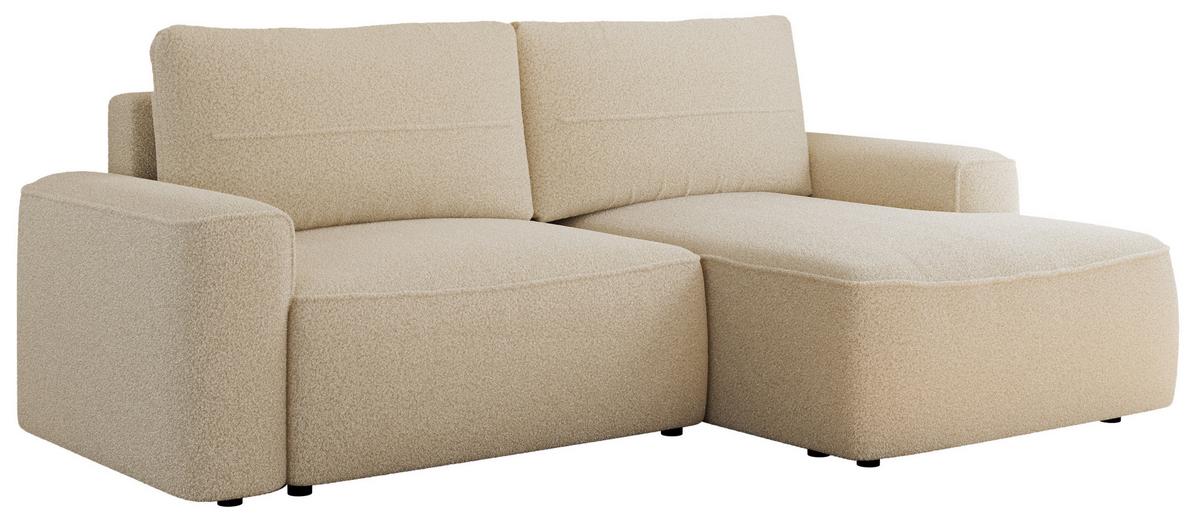ECKSOFA BELLUNO L Beige Boucle - Rechts - Beige/Schwarz, Textil (233/144cm) - MKS