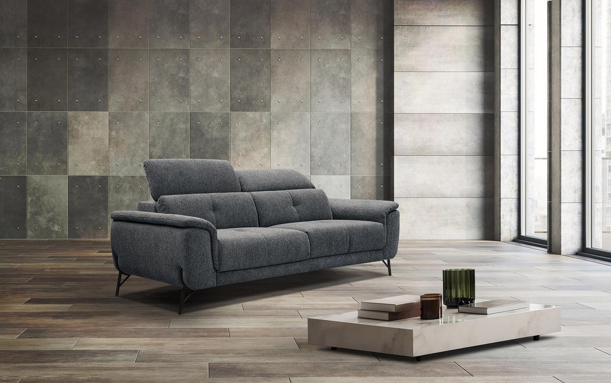 SOFA AVENA 3-Sitzer, dunkelgrau - Dunkelgrau, Holzwerkstoff/Textil (204/80/108cm) - Wozimo
