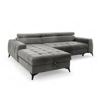 ECKSOFA L Form Arkucio Mini Grau 260/200/95 cm Links mit Schlaffunktion - Schwarz/Grau, Textil/Metall (200/260cm) - AX Living