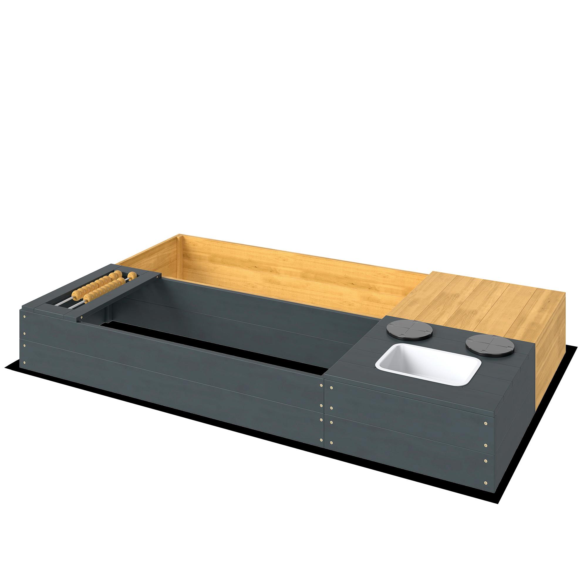 SANDKASTEN 2er Set Tannenholz Kunststoff Gelb - Gelb, Holz (150/90/19.5cm) - AIYAPLAY