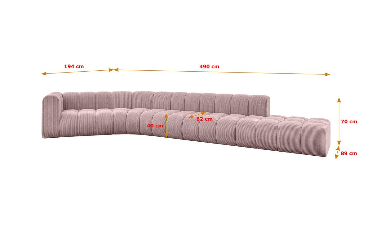 ECKSOFA modulares Sofa Tilmo-L2 - 490x194x70 cm Rosa - Rosa, Holzwerkstoff/Textil (490/194cm) - ALTDECOR