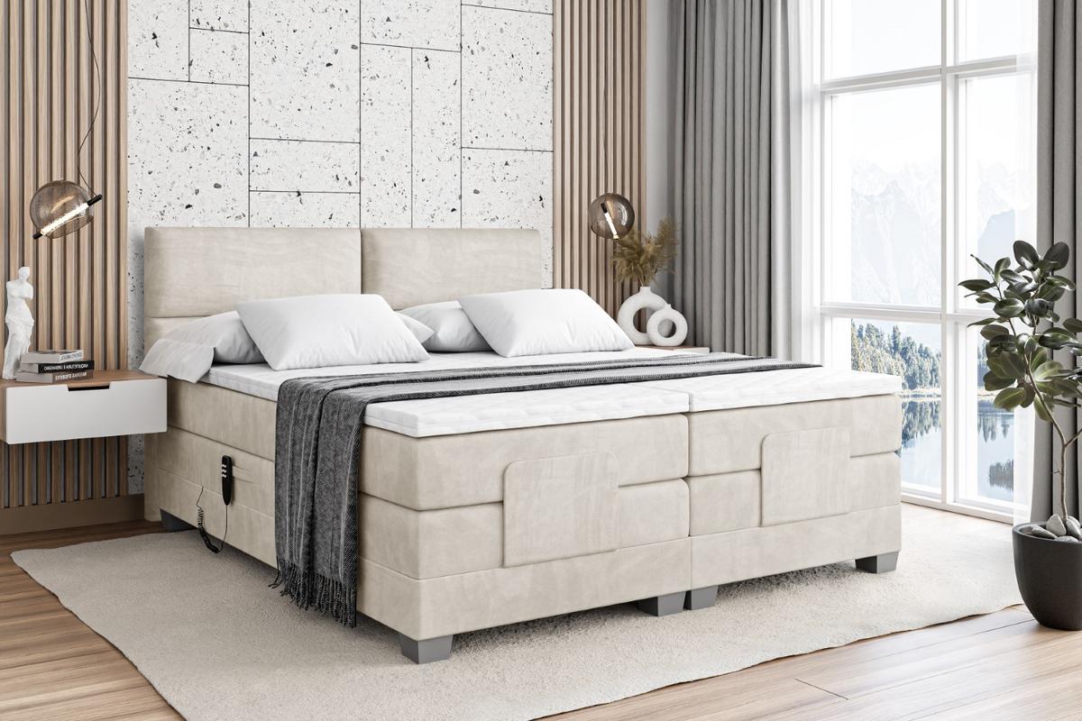 BOXSPRINGBETT elektrisch verstellbar mit 2 Matratzen H4/Taschenfederung MAYA EL 180 x 200 Creme - Creme, Holzwerkstoff (187/200cm) - ALTDECOR